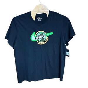 Nike World Wide XXL T Shirt NWT Black and Green Swoosh